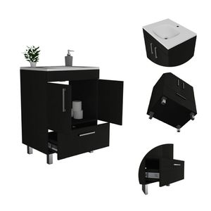 Singola vanità essenziale del bagno con un armadietto a doppia porta - Product Image 6