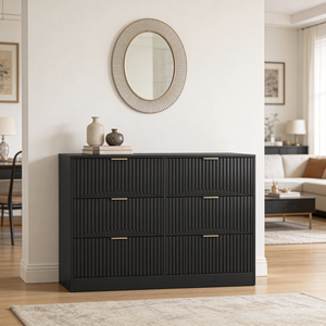 Comò Moderno a 6 Cassetti, Ampio Armadio Nero per Camera da Letto, Soggiorno, Corridoio, Ingresso - Product Image 5