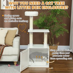 Árbol para Gatos de Lujo para Interiores con Condominio para Gatos, Postes para Rascar, Plataformas para Escalar y Recinto para Caja de Arena - Blanco - Product Image 5
