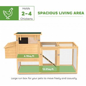 Gallinero de Madera Natural de 75 cm con Nido, Bandeja Extraíble y Rampa para Jardín o Patio Trasero, Jaulas para Animales - Product Image 3