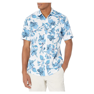 Men's European America Size Beach Solid Satin Custom Cotton Breathable Summer Casual Short-sleeved Turn-down Collar <b>Shirts</b> - Product Image 1