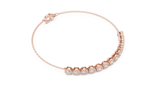 14k Rose Gold Plated Lab Grown Round Cut <b>Diamond</b> Adjustable Unisex Luxury Gold Tennis Style <b>Bracelet</b> Royal Halo Wear - Product Image 3