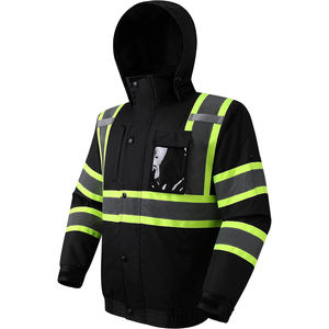 Veste de travail imperméable haute visibilité, veste de sécurité réfléchissante pour l'extérieur, vêtement de travail industriel noir fluorescent - Product Image 6