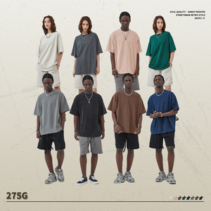 เสื้อยืดแขนสั้นทรงหลวมสไตล์ญี่ปุ่นย้อนยุค รุ่น ZZH YF224 ผ้าฝ้าย 100% สำหรับผู้ชาย ใส่สบายในฤดูร้อน ดีไซน์เรียบๆ สำหรับพิมพ์ลาย - Product Image 4