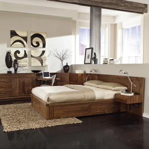 Wholesale Contemporary Solid Wood <b>Bed</b> | Horizontal Slat Headboard <b>Platform</b> <b>Bed</b> Frame - Product Image 2