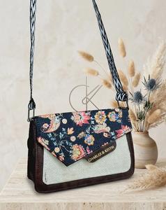 Floral Embroidered Waterproof Crossbody Shoulder <b>Handbag</b> with Cover Closure for Daily Party Use - Product Image 1