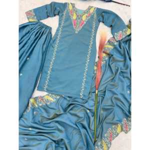 Hermoso conjunto de salwar kameez de rayón (top, pantalón y dupatta) para fiestas, elegante y cómodo de usar. - Product Image 6