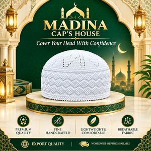 Gorro islámico Madina Cap's House azul marino, gorro musulmán de malla transpirable, gorro de oración ligero hecho a mano - Product Image 5