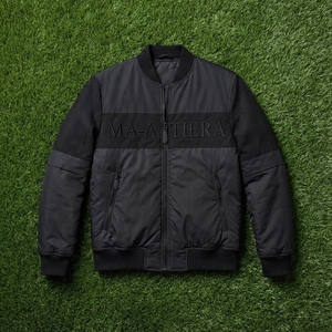 Mens Black Bomber <b>Jacket</b> Tonal Embossed Logo Casual Streetwear <b>Zip</b> <b>Up</b> <b>Jacket</b> Custom OEM ODM Wholesale - Product Image 5
