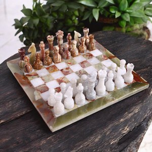 Multi Green Onyx White Marble Safe Fire Resistant <b>Chess</b> <b>Set</b> Natural Stone <b>Board</b> Game Handmade Pieces Dining Wall Living Room - Product Image 6