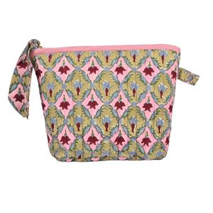 Sacs de rangement multifonctionnels pliables anti-poussière en coton 100% imprimé à la main du Rajasthan - Trousse de toilette, sac de toilette, pochette de toilette - Product Image 1