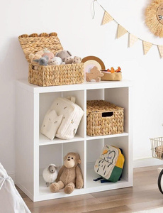 Practical Scalloped Edge Natural Water Hyacinth <b>Basket</b> with Lid Wicker Storage <b>Basket</b> <b>for</b> <b>Shelves</b>, Nursery Room - Product Image 1