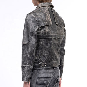 OEM Custom Logo Genuine Faux Real Pu Leather Motorcycle Zipper <b>Jackets</b> for Men - Product Image 3