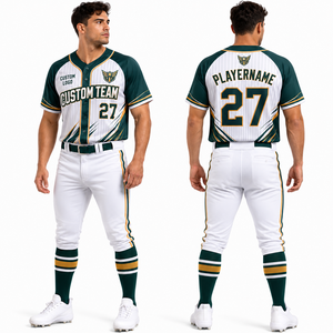 Ensemble de maillot et pantalon de baseball légers, pull à boutons, col à passepoil, échantillon direct à faible MOQ, respirant et à séchage rapide - Product Image 5