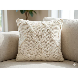 Luxury Cotton Woven Knitted Throw Pillow <b>Cover</b> Soft Textured <b>Cushion</b> <b>Cover</b> for Home Decoration - Product Image 1