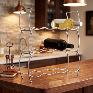 Porte-bouteille à vin en métal élégant, support de bar décoratif moderne - Product Image 2