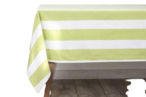 Nappe de table rayée verte et blanche 100% coton - Product Image 2
