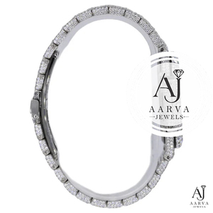 Silver Dial Mechanical Watch Stainless Steel Band 18mm Crystal Bezel Analog Round Case Rhinestone Strap Dress Watch for Women - Product Image 3