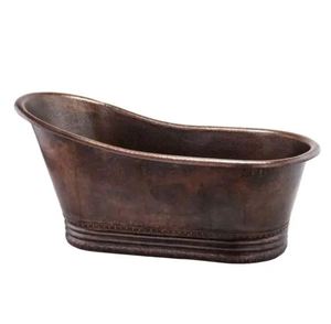 Antique Finished Handcrafted Pure Copper pedestal Free Standing Copper Bath Tub - Product Image 2