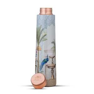 Bouteille d'eau en cuivre Royal Peacock Courtyard, objet d'art pour jardin de palais, bouteille réutilisable pour la maison, le bureau, les voyages, cadeau - Product Image 3