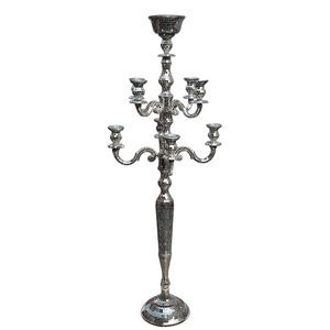 Candelabro de Mosaico para Piso, 9 Brazos, Decorativo para Bodas, Portavelas de Metal con Centro de Cuenco para Flores, Candelabro Decorativo Hecho a Mano - Product Image 1