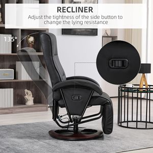 Poltrona Reclinabile Girevole a 135 Gradi con Base in Legno, Seduta Imbottita, Braccioli e Funzionamento Manuale, Spugna per un Comfort Ottimale - Product Image 4