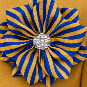 Broche à revers pied-de-poule Sigma Gamma Rho, bleu et or, accessoire de mode, bijou élégant, badge décoratif, personnalisable, vente en gros, OEM - Product Image 3