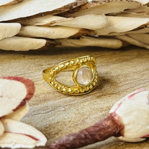 Trendy Design Rose <b>Quartz</b> <b>Ring</b> Tribal Beaded Bands Boho Brass <b>Rings</b> For Women 18k Gold Plated Geometric Eye Jewelry Wholesale - Product Image 4