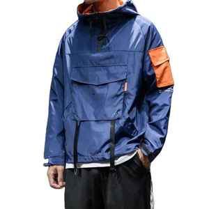 Veste coupe-vent légère en polyester pour homme, avec demi-fermeture éclair et poche avant, personnalisable avec logo, pliable, vente en gros directe usine OEM - Product Image 2