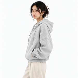 Women Zip Up <b>Hoodie</b> Featuring High Quality Cotton Blend Fabric Comfortable Fit Breathable Feel Durable <b>Stitching</b> Casual Design - Product Image 2