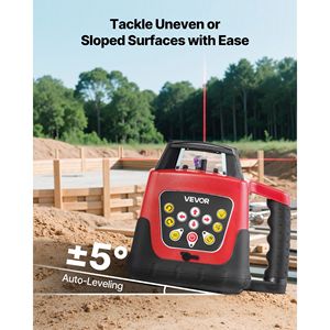 Kit Livella Laser Rotante Autolivellante a 360 Gradi da 1650ft con Telecomando, Scala, Treppiede, Ricevitore e Trasmissione Laser Rossa Orizzontale - Product Image 3
