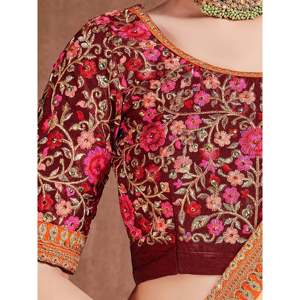 Flamboyant Azul-Rojo bordado nupcial Lehenga Choli para boda ropa Premium - Product Image 4