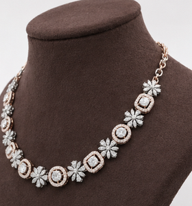 Conjunto de Collar y Pendientes para Mujer, Diseño Geométrico, Moissanita, Joyería Creada en Laboratorio, Chapado en Oro Rosa, Plata 925, Regalo para Fiesta Nupcial - Product Image 2