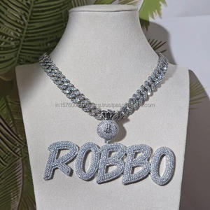 Pendentif personnalisé « ROBBO » en moissanite et diamant, chaîne cubaine « Iced Out », collier hip-hop bling-bling, bijoux - Product Image 1