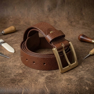 Wholesale Handmade Brown Leather <b>Belt</b> <b>for</b> <b>Men</b> with Impressive <b>Buckle</b> - Product Image 3