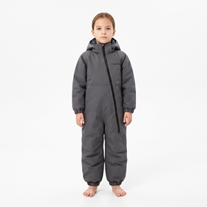 Combinaison de ski imperméable pour filles HAWK EYE, une pièce, avec capuche, fermeture éclair, gris, isolation synthétique - Product Image 2