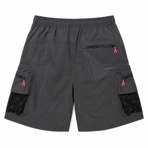 Shorts cargo California Custom Graphite Techwear pour homme, coupe décontractée, nylon, style streetwear Y2K, avec poches en mesh et impression réfléchissante - Product Image 3