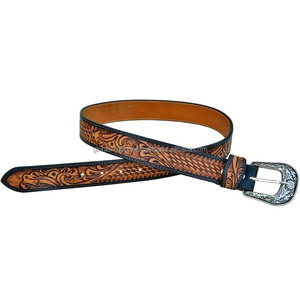 Cinturón de herramientas de mano de estilo occidental de cuero de grano superior Real para cinturón de herramientas de cuero occidental con hebilla antigua grabada floral de vaquero - Product Image 4