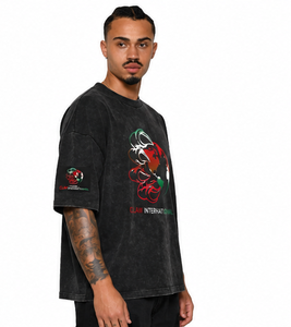 T-shirt en coton tricoté 100 % personnalisé pour homme, 250 g/m², poids lourd, délavé à l'acide, style vintage uni, streetwear unisexe, coupe classique - Product Image 5