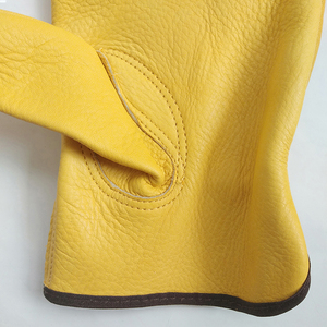Gants de sécurité en cuir, texture lisse, résistants à l'abrasion, antidérapants, gants de travail polyvalents, poignets droits - Product Image 2