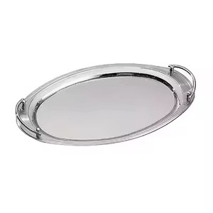 New Serving Tray Rectangular <b>Silver</b> Stainless Steel Metal Platter <b>Mirror</b> Glossy Finish Gold Metal Side Handles Serving Tray - Product Image 4