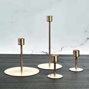 Polished Metal Candle Stand Decorative Candle Holder Home Living Room <b>Table</b> Decor Wedding Decoration Accent - Product Image 1