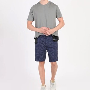 Pantalones Cortos Bermuda Azul Marino para Hombre, Cierre con Cordón, Ropa Casual de Verano con Bolsillos, Transpirables, de Secado Rápido, Logotipo Frontal, 100% Algodón - Product Image 1
