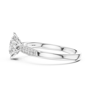 Anillo de Compromiso Solitario con Pavé de 1.26 CT, Diseño de Corona con Micro-Pavé, Elegante Diamante Plateado en Rodio, Certificado IGI, para Mujer - Product Image 2