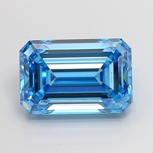 Diamant de laboratoire taille émeraude 4,06 carats, bleu vif fantaisie VS1, certifié IGI, diamant CVD en vrac pour la fabrication de bijoux - Product Image 1