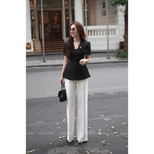 Q361 High Waist Straight Leg Women Solid Knitted Worsted Full Length <b>Pants</b> Anti Pilling Zipper Fly Summer Wear - Product Image 5