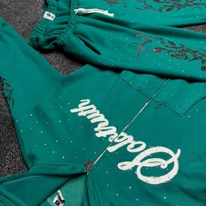 ชุดวอร์มผู้ชายแบบมีฮู้ดและกางเกงจ็อกเกอร์ ตกแต่งด้วยคริสตัลสั่งทำพิเศษ ผ้าฝ้าย/ผ้าฟลีซ พร้อมสกรีนลาย ชุดวอร์มแบบยูนิเซ็กซ์ - Product Image 6