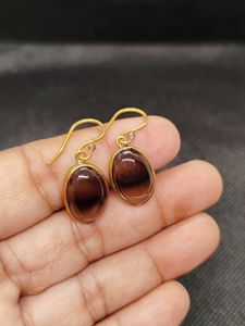 Nouvelles Boucles d'Oreilles Pendante en Quartz Fumé Rectangulaire, Style Fantaisie, 10x14 mm, en Laiton, pour Bijoux Tendance - Product Image 3