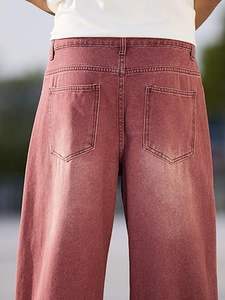 Pantalon vintage délavé à l'acide, coupe ample évasée, taille haute, en toile légère, style jogger, pantalon de survêtement, jean en denim, pantalon baggy ample - Product Image 5