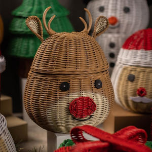Décorations extérieures de noël modernes, intérieur maison vacances cerf naturel décor rotin fait à la main beau renne - Product Image 5